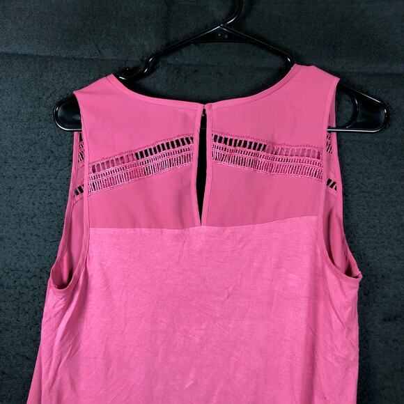 Express Womens Blouse Berry V Neck Sleeveless Flowy Slit Accents Medium - Picture 11 of 12